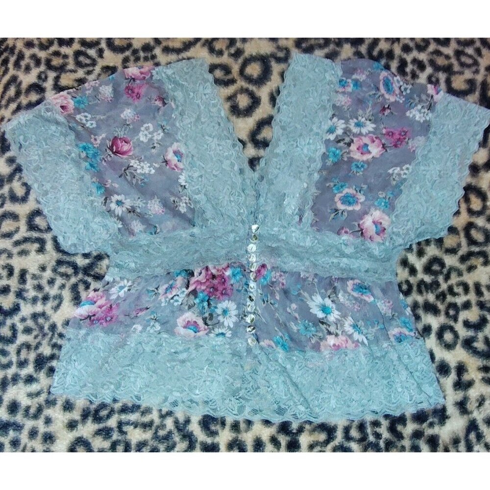 Aggie Womens Grey Lace Sheer Buttons Blouse Floral Pink Top Shirt Light Sexy Med
